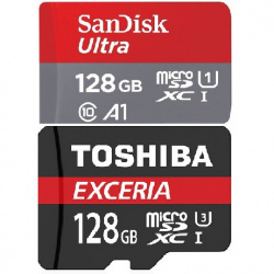 microSDXC карты памяти SanDisk Ultra и Toshiba Exceria 128Gb по 39 долларов