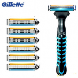 Набор из 6 лезвий Gillette Vector3 aka Sensor3 + станок с лезвием (оригинал)