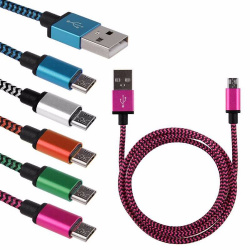 Распродажа разноцветных USB-шнуров в тканевой оплётке по 0.99$ (есть microUSB, type-C и Lightning)