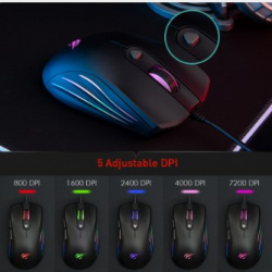 Скидка на проводную игровую мышку Havit HV-MS794 (7 кнопок, RGB подсветка, регулируемая, 7200DPI) $14.70 по акции