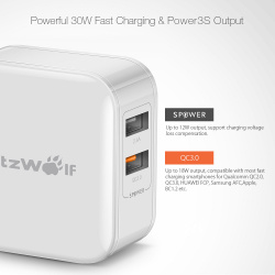 Зарядное BlitzWolf 30W QC3.0 Dual-Port USB Adapter BW-S6 за $8.79 (вместо $13-14)