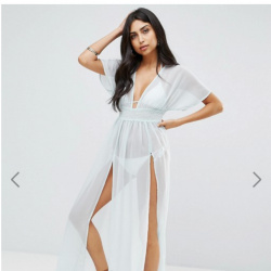 Пляжная шифоновая туника макси с присборенным поясом ASOS DESIGN