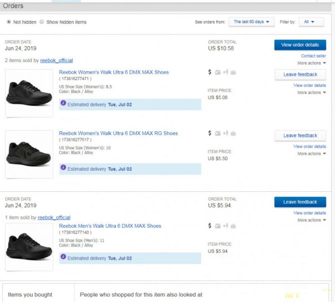 В магазине  ebay.com reebok_official скидки на ассортимент