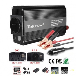 Инвертор Tellunow 12→220 В в авто 500 Вт за US $21.92