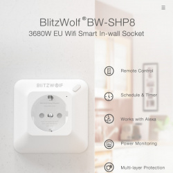 Беспроводная розетка для внутренней проводки BlitzWolf BW-SHP8 3680 Вт 16А Смарт wifi с поддержкой Alexa Google Assistant за $13.59