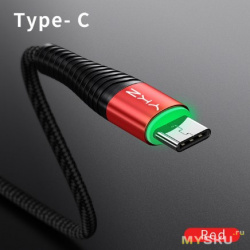 Распродажа YKZ 3A светодиодный кабель microUSB/TypeC в нейлоновой оплетке цена 0.79$ — 1.59$