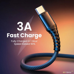 Нейновый кабель Fivi Type-C 3А 0.5m с купоном за 0.93$