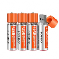Отличная цена на аккумуляторные батарейки SORBO/ZNTER (Li-on1.5V), типоразмеры АА и ААА, от $13.99 за 4 шт