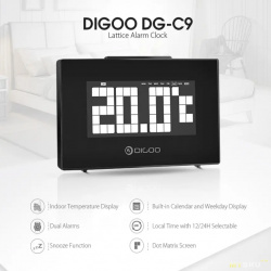 Часы с будильником, календарем и термометром Digoo DG-C9 за 373р (5,91$)