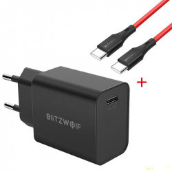 Зарядное устройство BlitzWolf BW-S12 на 27 Вт c портом Type-C и QC 4.0/PD + кабель USB-C на USB-C. $11.99