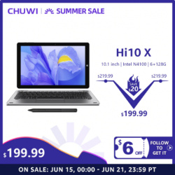 Планшет-нетбук CHUWI Hi10 X 6+128 ГБ 10.1" за 191.87$