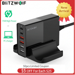 Зарядная станция BlitzWolf BW-S16 75Вт за 26.99$