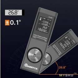 Компактный лазерный дальномер Mustool W-40x за $17 + доставка. 40 м, угломер, алюминиевый корпус
