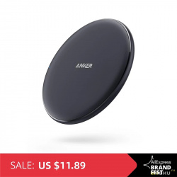 Беспроводное зарядное устройство Anker Qi 10/7.5W за 9.89$
