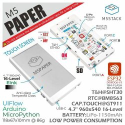 M5Paper, отладочный модуль ESP32 с eInk дисплеем за $65.99