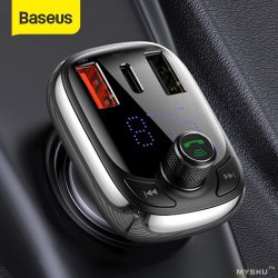 FM-трансмиттер Baseus с BT, USB-A, microSD, быстрой зарядкой — за 11.79$