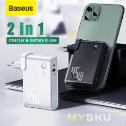 Зарядное устройство 2 в 1 Baseus GaN 45Вт с функцией повербанка (10000мАч) — за 35.39$