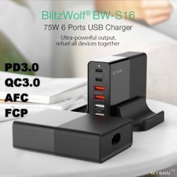 24.99$ Зарядное устройство на 75Вт BlitzWolf BW-S16