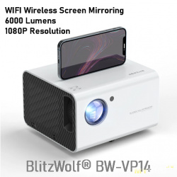 125.99$ ЖК-проектор Blitzwolf BW-VP14, 6000Лм, 1080p, Wi-Fi Mirroring