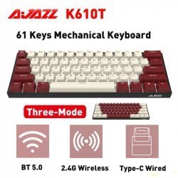 Компактная механическая клавиатура AJZAZZ K610T с тремя типами подключения за $37.93