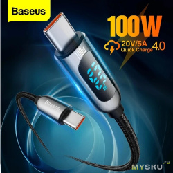 8.59$ Кабель с дисплеем Baseus 100 Вт USB-C — USB-C