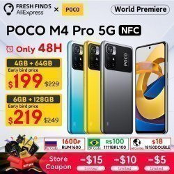 Смартфон глобальная версия POCO M4 Pro, 4 Гб 64 Гб/6 ГБ 128 ГБ, MTK Dimensity 810, FHD +, Dot Display 33 Вт Pro, 50 МП, 6,6" за 12 954,38 руб