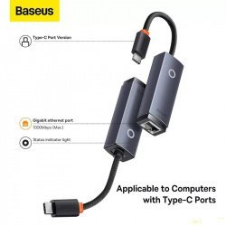 Ethernet переходник Baseus Rj45 to type-c (type-a) 1000Мбит/с от 13.99$