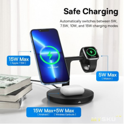 36.74$ Беспроводная зарядка Baseus 3 in 1 Magnetic Wireless Charger