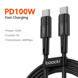Кабель зарядный Toocki PD, 100 Вт, USB C на Type C за 97,66 руб