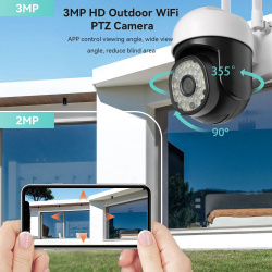 Наружная Wi-Fi камера видеонаблюдения ONVIF PTZ 3 Мп за $18.4