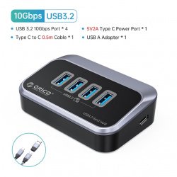 Скидка на 4-х портовый USB 3.2 концентратор Orico M34A-G2-05-BK (цена 1615р)
