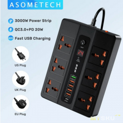 19.9-23.35$ Удлинитель зарядная станция USB 6 Ports 18Вт / 38Вт с PD QC3.0