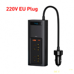 Купон на автомобильный инвертор от Baseus ( AC 220V/150W/Type-C  с QC) — $29.97 вместо 39.97$ регулярной цены