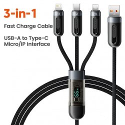 Скидка на USB кабель 3 в 1 с индикатором мощности, от бренда toocki (модель TQ-X62 цена 834р)