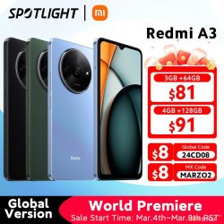 Смартфон Xiaomi Redmi A3 глобальная версия 3/64 за 8683 р.