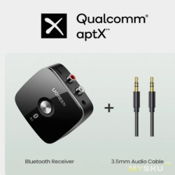 Купон на ресивер UGREEN RCA Bluetooth с поддержкой aptX HD  (1,197.56 ₽ с купоном)