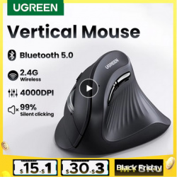 14.38$ Беспроводная вертикальная мышь UGREEN Bluetooth5.0 2.4G Ergonomic 4000 DPI