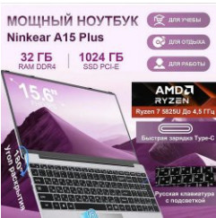 Ноутбук Ninkear A15 Plus (15.6″, AMD 5825U, RAM 32 ГБ, SSD 1024 ГБ) за 40334руб. по купону