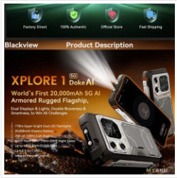 245$ — 302$ Скидка на защищённый 5G-смартфон Blackview XPLORE 1, 20000 mAh, IP69K + MIL-STD-810H, камера ночного видения