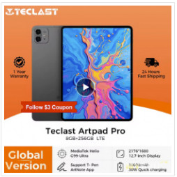 185.50$-194.39$ Скидка на планшет Teclast ArtPad Pro 12.7″ 7:5, 10000mAh, MediaTek G99